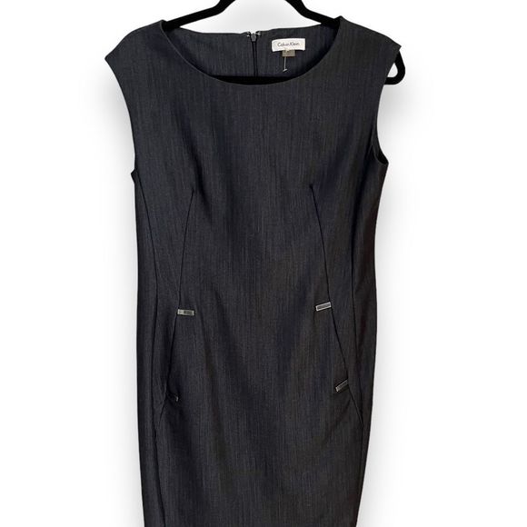 COPY - Calvin Klein sleeveless blue/black dress with pockets size 8 - Picture 1 of 11